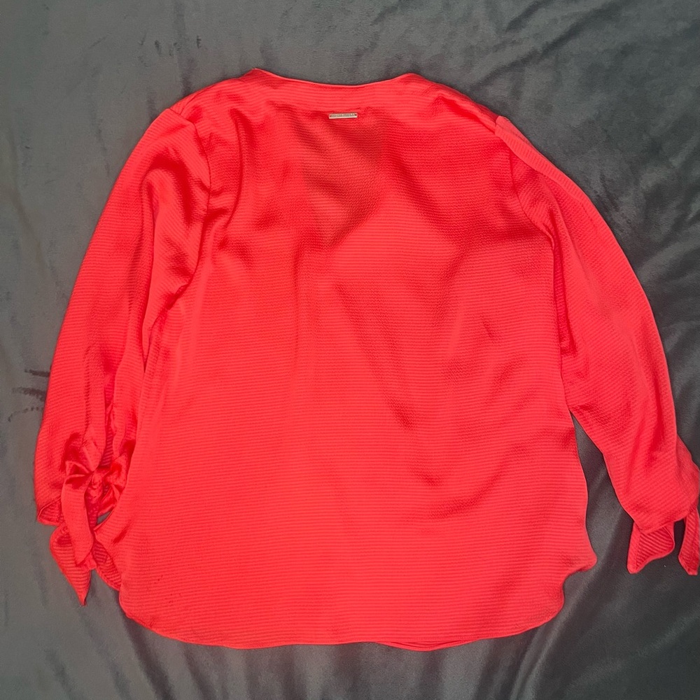 Michael Michael Kors Solid Satin Tie Top Geranium Size S - Picture 7 of 11